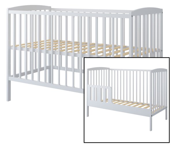 Białe Łóżeczko-tapczanik 2w1 BASIC 120x60 - Barierka GRATIS!