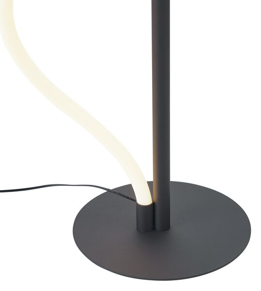 Nowoczesna lampa podłogowa czarna z wbudowaną diodą LED z 3-stopniową regulacją ściemniania - Twirl