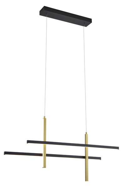 Designerska lampa wisząca H czarna ze złotem z LED z 3-stopniowym ściemnianiem - Joy
