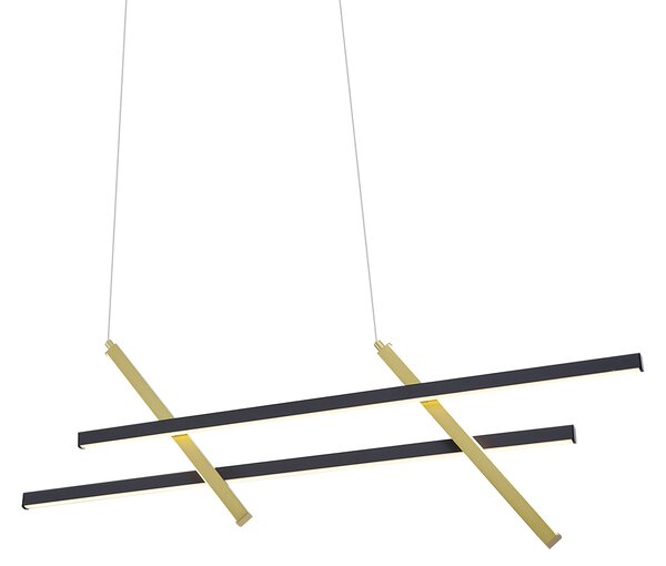 Designerska lampa wisząca H czarna ze złotem z LED z 3-stopniowym ściemnianiem - Joy