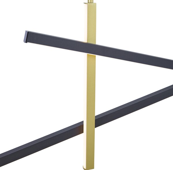 Designerska lampa wisząca X czarna ze złotem z LED z 3-stopniową regulacją - Joy