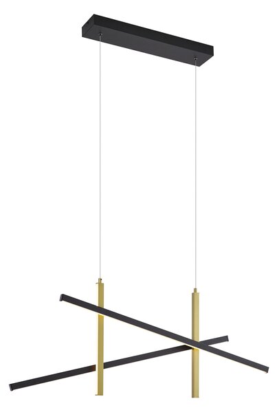 Designerska lampa wisząca X czarna ze złotem z LED z 3-stopniową regulacją - Joy