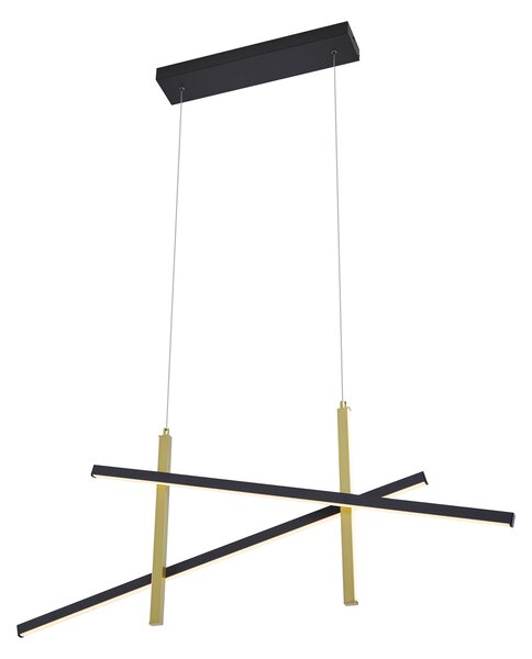 Designerska lampa wisząca X czarna ze złotem z LED z 3-stopniową regulacją - Joy
