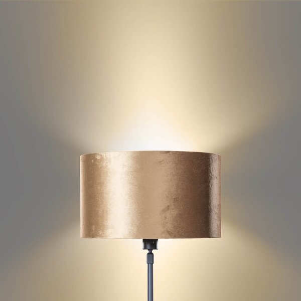 Lampa stołowa czarna z aksamitnym abażurem w kolorze brązu 35cm - Parte