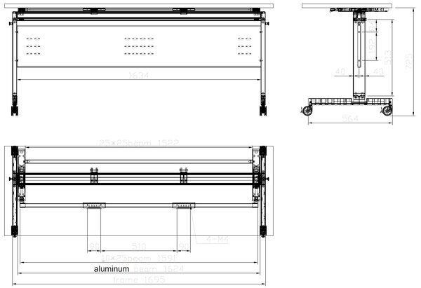 Mobilny stół PRIMO MOBI, 180x60 cm, biała podstawa, brzoza