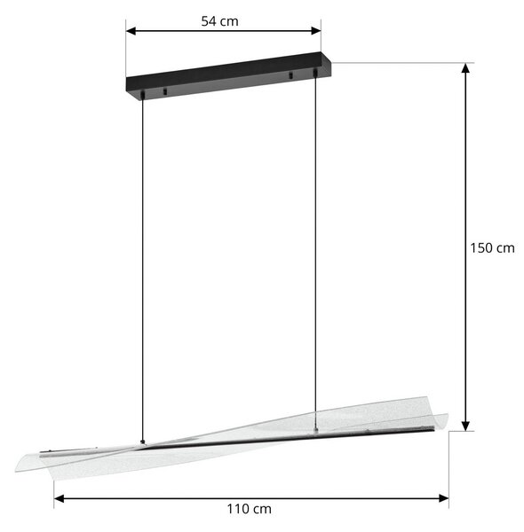 Lampa wisząca Vellia Lucande, czarny, salon / jadalnia, metal, nowoczesny