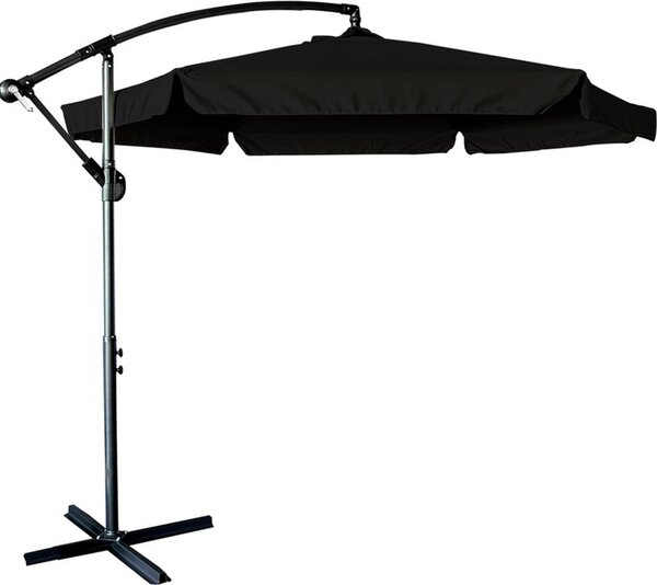 LUARO KX3313 Parasol ogrodowy z bocznym supkiem, 290 cm, czarny