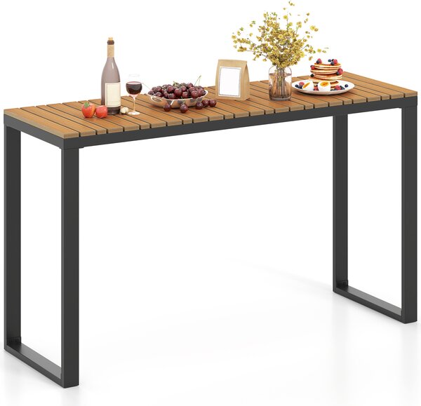 Stó ogrodowy KOMFOTTEU z blatem WPC i solidn metalow ram, prostoktny stó jadalniany, stó patio 129 x 42 x 75 cm do uytku na zewntrz, w ogrodzie, na patio