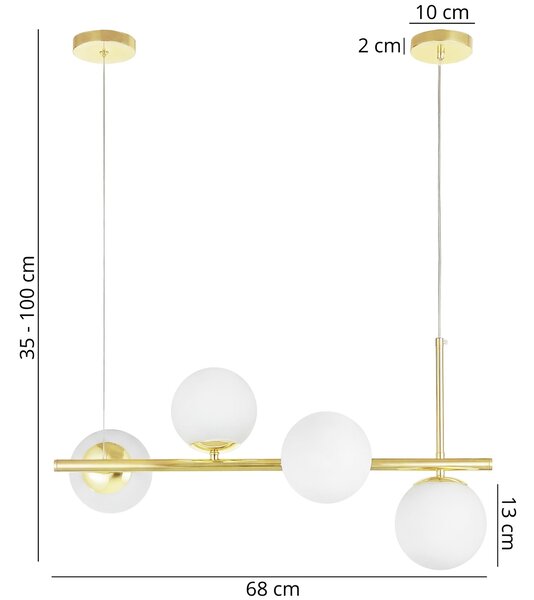 NOWOCZESNA LAMPA SUFITOWA WISZĄCA KLASYCZNE ZŁOTO LEDO W4
