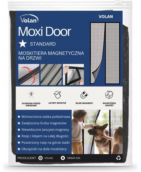 Moskitiera PREMIUM na Drzwi Balkonowe Magnetyczna 90x230 | VOLAN Moxi Door