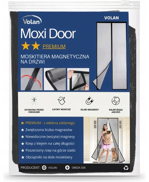 Moskitiera PREMIUM z WŁÓKNA SZKLANEGO na Drzwi Balkonowe Magnetyczna 90x210
