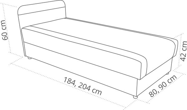 Tapczan jednoosobowy z pojemnikiem na pościel 80x180 - Tålig Grafit/Szary