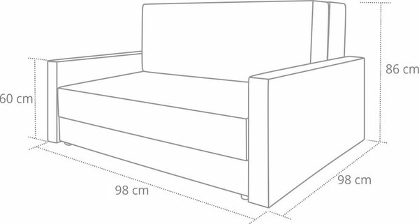 Sofa fotel amerykanka rozkładana Tedi 1 Czarna/Zielona