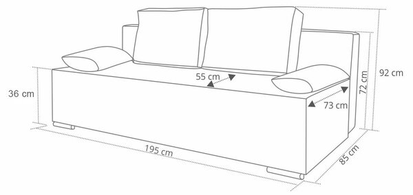 Kanapa rozkładana sofa z funkcją spania Style Szara