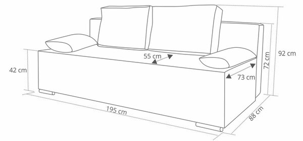 Sofa rozkładana sprężyny bonell Komfort Szara