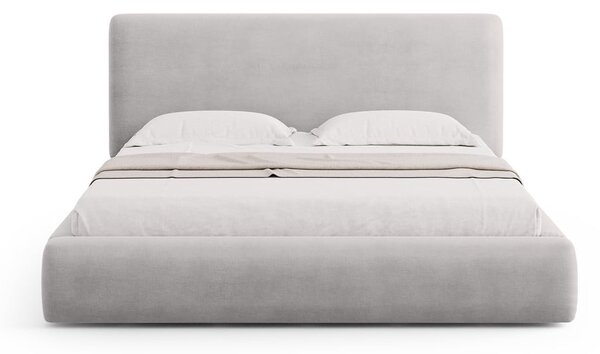 Jasnoszare tapicerowane łóżko dwuosobowe ze schowkiem i stelażem 160x200 cm Colonel – Cosmopolitan Design