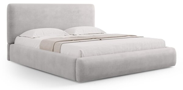 Jasnoszare tapicerowane łóżko dwuosobowe ze schowkiem i stelażem 160x200 cm Colonel – Cosmopolitan Design