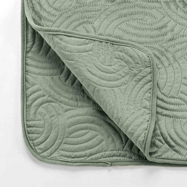 Zielony aksamitny zestaw narzuty na łóżko i poszewki na poduszkę 220x240 cm Solange – douceur d'intérieur