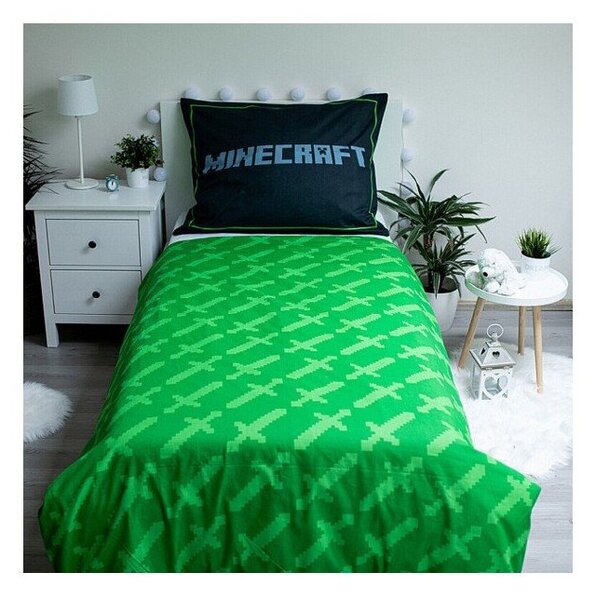 Bawełniana dziecięca pościel jednoosobowa 140x200 cm Minecraft Survival Mode – Jerry Fabrics