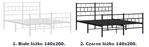Białe podwójne metalowe łóżko 140x200 R0-A64