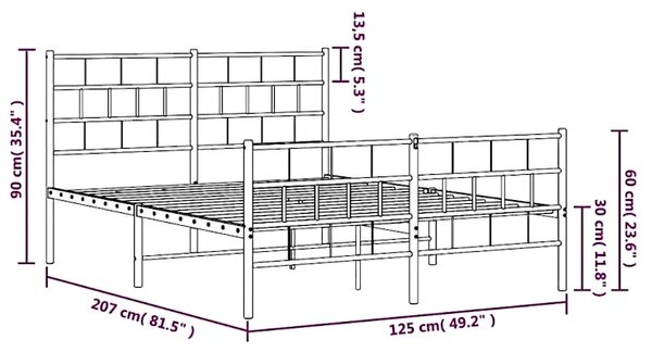 Czarne dwuosobowe metalowe łóżko 120x200 S5-E40