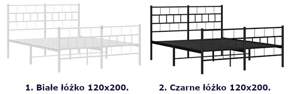 Czarne dwuosobowe metalowe łóżko 120x200 S5-E40