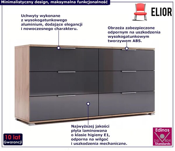Komoda z szufladami dąb craft + lava mat Z6-N64