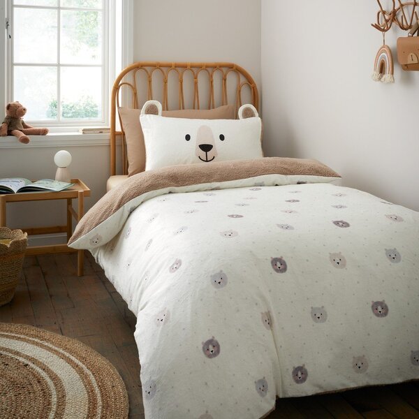 Brązowo-kremowa pościel dziecięca jednoosobowa z mikropluszu 135x200 cm Cosy Bear – Catherine Lansfield