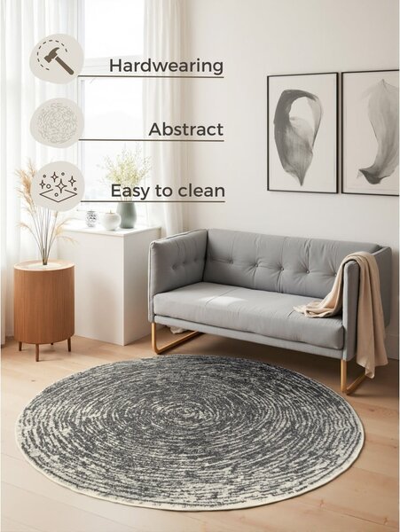 Szary/kremowy okrągły dywan ø 120 cm Gloria Cavallo – Hanse Home