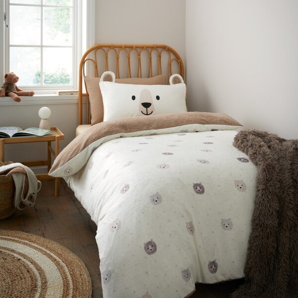 Brązowo-kremowa pościel dziecięca jednoosobowa z mikropluszu 135x200 cm Cosy Bear – Catherine Lansfield