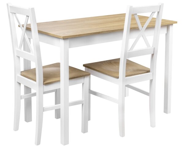 Zestaw stół z krzesłami biały do kuchni jadalni X001 (2 krzesła)