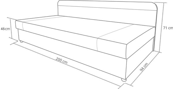 Łóżko tapicerowane z pojemnikiem 90x200 Sida PLUS Szare