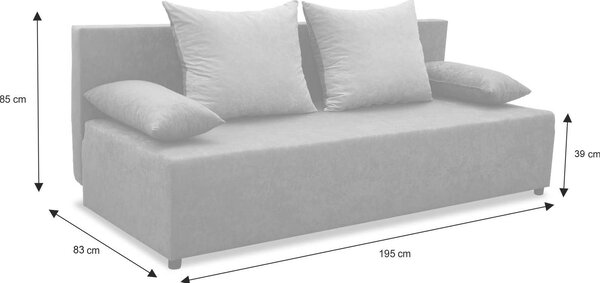 Kanapa rozkładana sofa wersalka z funkcją spania BS10 PLUS Szara