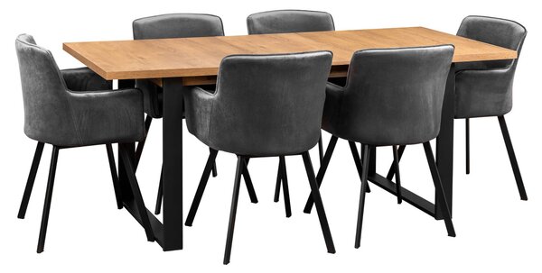 Stół LOFT z krzesłami do salonu Y071 (6 krzeseł)