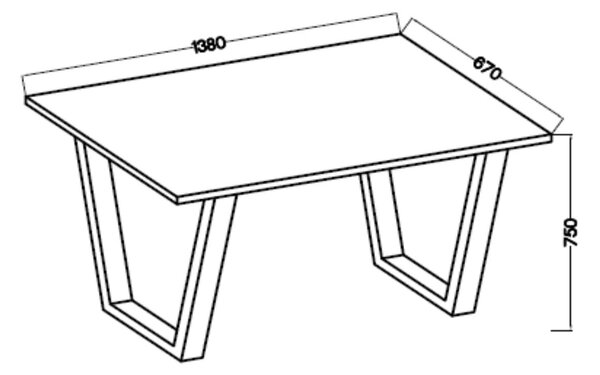 Stół loftowy do salonu Cezar 138x67 Biały