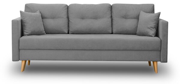 Komplet wypoczynkowy skandynawski do salonu sofa + 2 fotele z podnóżkami Szary