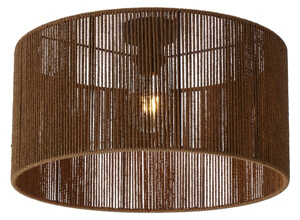 Lampa sufitowa czarna z brązowym abażurem z papierowego sznurka 50/50/25 - Combi