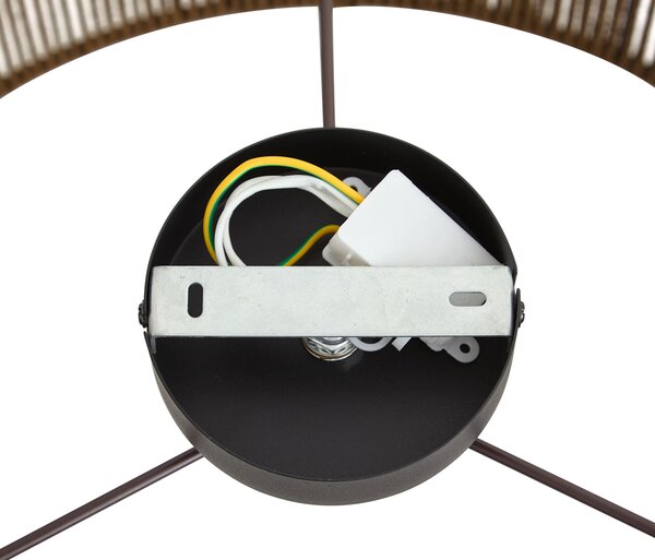 Lampa sufitowa czarna z brązowym abażurem z papierowego sznurka 50/50/25 - Combi