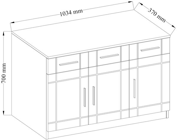 Komoda z 3 szufladami do salonu Paris GR 3D 3S Grafit/Dąb Sonoma