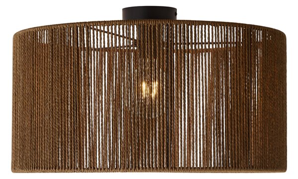 Lampa sufitowa czarna z brązowym abażurem z papierowego sznurka 50/50/25 - Combi