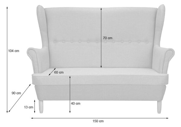 Sofa uszak skandynawska Denver Żółta