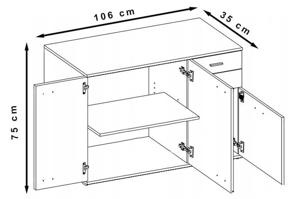 Komoda z 2 szufladami do sypialni 3D 2S Mike 1 Biały