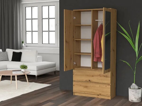 Nowoczesna szafa z szufladami dąb artisan W3-L07
