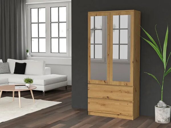 Nowoczesna szafa z szufladami dąb artisan W3-L07