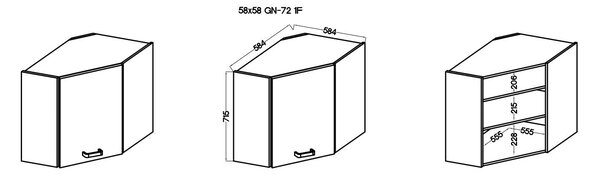 Szafka kuchenna wisząca górna narożna EKO 58x58 GN-72 1F Biały