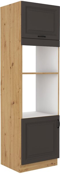 Wysoka szafka słupek na piekarnik i mikrofale STILO 60 DPM-210 2F Grafit/Artisan