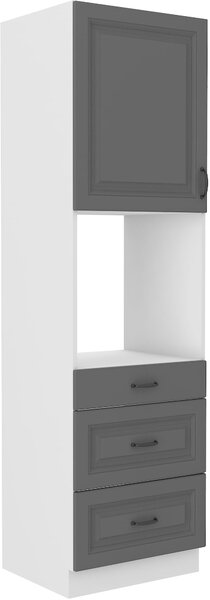 Wysoka szafka słupek z szufladami na piekarnik STILO 60 DPS-210 3S 1F Grafit/Biały