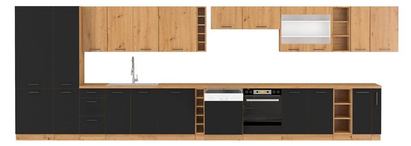 Wysoka szafka słupek na piekarnik i mikrofale MODENA 60 DPM-210 2F Dąb Artisan/Czarny