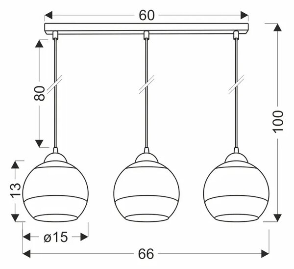 Nowoczesna potrójna lampa wisząca ze złotymi kloszami - D238 M5-F31