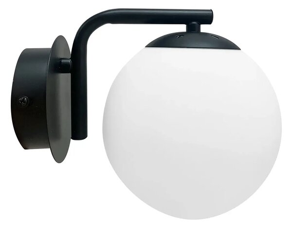 Czarny metalowy kinkiet ze szklanym kloszem - D250 A2-E54